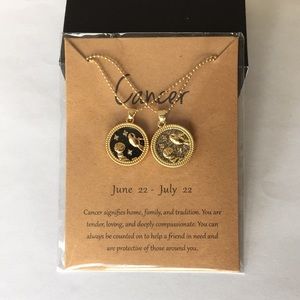 🍏50% OFF/3+...♋ Zodiac Cancer double chain necklace set